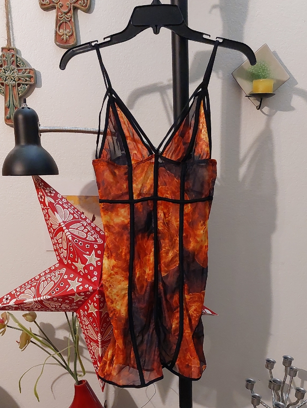 Fire Pattern See Thru Lingerie